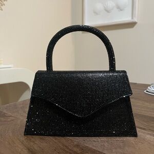 Steve Madden Black Amina Sequin Diamond Bag